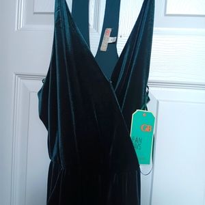 Velvet green jumpsuit